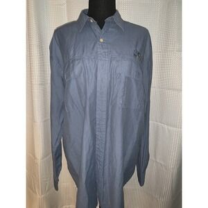 New Men's Bass Fishing Outdoor‎ Shirt Size XL Blue Long Sleeve Vent Back